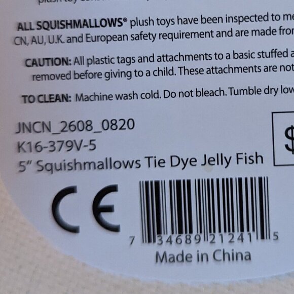 NWT 5" Janet Jellyfish Squishmallows Tie-Dye Ribbon Plush Sea Life Valentine Day - Picture 6 of 7